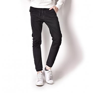 Drawstring Ankle Length Black Jeans Men Pensil Pants Denim Overalls Men New Brand Men`s Model Jeans 