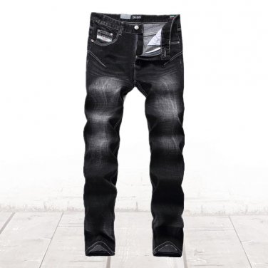 Casual style Black Jeans Men Original Brand Men`s Jeans Ripped Trousers Thin Elastic Mid Stripe Jean