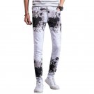 2017 new arrivals fashion printed cotton white men jeans pants slim fit casual denim trousers 28-36 