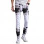 2017 new arrivals fashion printed cotton white men jeans pants slim fit casual denim trousers 28-36 