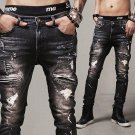 New Jeans Men\'s Straight Slim Casual Pants Denim Jean Pants Skinny Zippers Trousers