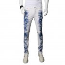 2017 newest flower printed men jeans pants slim fit cotton skinny trousers denim trousers 28-36 AYG1