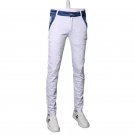 white jeans pants 100% cotton denim trousers skinny biker straight overalls size 28-36 CYG152