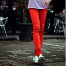 Fashion Mens Korean Style Colored Skinny Jeans Red Classic Cool Slim Fit Pencil Pants For Male