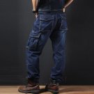 Idopy Men`s Casual Motorcycle Workwear Multi Pockets Denim Biker Cargo Jeans Pants For Men Plus Size