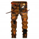 2017 ripped jeans print mens brand clothing fashion stretch denim pants top quality casual slim fit 
