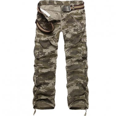 Men Cargo Pants Multi-pockets Baggy Jean Pants Cotton Military Camouflage Trousers Loose Baggy Tacti