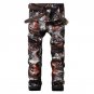 Men Fashion Print Jeans Pants 2017 New European and American Personality Slim Retro Embroidery Denim