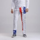 2018 New Fashion Mens Brand Designer American USA Flag Printed Jeans Straight Slim Fit Trousers Plus