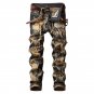 Designer Cowboy Jeans Men Straight Old Color Print Biker Jean Pants Personality Slim Retro Embroider