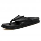 Genuine Leather Sandals Men Black Flip Flops Casual Flat Sandals Summer Beach Slippers Men Comfort D