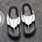 Genuine Leather Sandals Men Black Flip Flops Casual Flat Sandals Summer Beach Slippers Men Comfort D