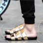 Designer Version Mens Summer Beach Sandals Luxury Brand Pantent Leather Casual Shoes Men Flat Slippe