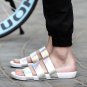 Designer Version Mens Summer Beach Sandals Luxury Brand Pantent Leather Casual Shoes Men Flat Slippe