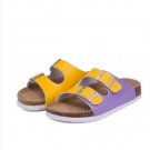 Man Cork Slipper Sandals New Summer Men Patchwork Beach Slides Double Buckle Flip Flops Shoe Black B