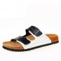 Man Cork Slipper Sandals New Summer Men Patchwork Beach Slides Double Buckle Flip Flops Shoe Black B