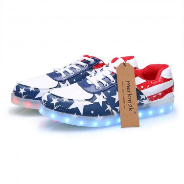 Big Size 34-44 Glowing LED Light Shoes Men Lighting Up Fashion USA Flat Led Flats Adults Lumineuse S