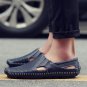 Genuine Leather Shoes Men Moccasins Hollow Breathable Slip-on Flats Shoes for Summer Soft Casual Loa