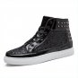 Men Fashion Winter Flats High Top Golden Silver Rivet Sequins Shiny Shoes Leather Casual Shoes Brand