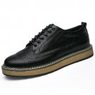 Handmade Men Casual Shoes British Style Geunine Leather Men Brogue Shoes Breathable Solid Lace-Up Me