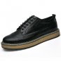 Handmade Men Casual Shoes British Style Geunine Leather Men Brogue Shoes Breathable Solid Lace-Up Me
