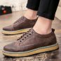 Handmade Men Casual Shoes British Style Geunine Leather Men Brogue Shoes Breathable Solid Lace-Up Me