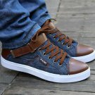 Men Denim Casual Shoes Autumn Winter Male Lace-Up Tie Hasp Comfortable Leather Flats Man Breathable 