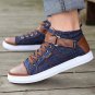 Men Denim Casual Shoes Autumn Winter Male Lace-Up Tie Hasp Comfortable Leather Flats Man Breathable