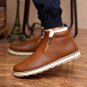 Autumn Winter Men Warm Snow Boots PU Leather Casual With Short Plush Ankle Boots Height Increasing R