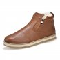 Autumn Winter Men Warm Snow Boots PU Leather Casual With Short Plush Ankle Boots Height Increasing R