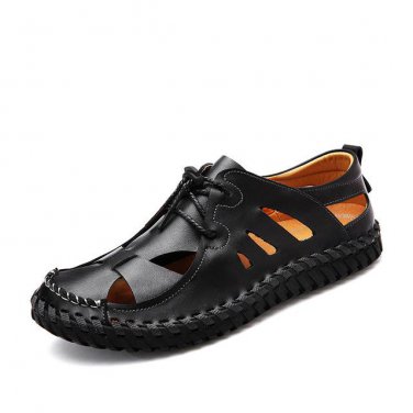 Summer New Leather Sandals Breathable Comfortable Men Sandals Cowhide Male Summer Shoes Outdoor Casu