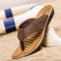Cow Leather Men Beach Slippers Fashion Flip Flops With Soft Sole Trendy Breathable Easy To Match Men