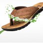 Cow Leather Men Beach Slippers Fashion Flip Flops With Soft Sole Trendy Breathable Easy To Match Men