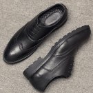 brogue shoes men artificial leather breather male autumn shoes large size 37-46 solid black/brown sh