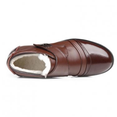 Real Leather Shoes Men Boots Winter Warm Fur Ankle Boots Black Wear-resistant Non-slip Casual Shoes 