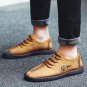 Genuine Leather Casual Shoes Men full handmade vintage shoes lace up Natural Rubber bottom zapato de