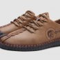 Genuine Leather Casual Shoes Men full handmade vintage shoes lace up Natural Rubber bottom zapato de