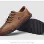 Genuine Leather Casual Shoes Men full handmade vintage shoes lace up Natural Rubber bottom zapato de