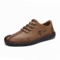 Genuine Leather Casual Shoes Men full handmade vintage shoes lace up Natural Rubber bottom zapato de