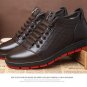 New Real Leather Casual Shoes Men Boots with Fur Warm Men Winter Shoes Solid Fashion Lace-up Flats A