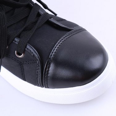 Spring Autumn Men Casual Shoes Ankle Length Men PU Leather Shoes Loafers Lace-Up High Pipe Men Flat 