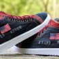 Men Casual Canvas Shoes USA Flag Mens Denim Flats Retro High Male Shoes Lace