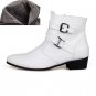 Men Fashion Leather Boots Pointed Toe Waterproof Warm Fur Plush Boots Man Ankle Martin Boots Short C