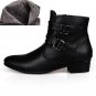 Men Fashion Leather Boots Pointed Toe Waterproof Warm Fur Plush Boots Man Ankle Martin Boots Short C