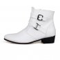 Men Fashion Leather Boots Pointed Toe Waterproof Warm Fur Plush Boots Man Ankle Martin Boots Short C