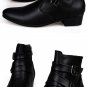 Men Fashion Leather Boots Pointed Toe Waterproof Warm Fur Plush Boots Man Ankle Martin Boots Short C