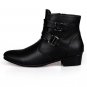Men Fashion Leather Boots Pointed Toe Waterproof Warm Fur Plush Boots Man Ankle Martin Boots Short C
