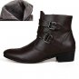 Men Fashion Leather Boots Pointed Toe Waterproof Warm Fur Plush Boots Man Ankle Martin Boots Short C