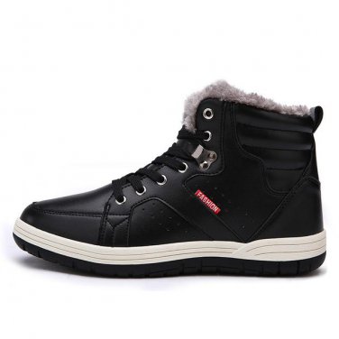 Big Size 39- 48 Plush Winter Men Boots Men Leather Shoes High Top Winter Fashion Men Shoes Casual Wa