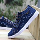 British Style Fashion Vintage Denim Jean Canvas Shoes Men High-top Casual Man Ankle Boots Flat Shoes